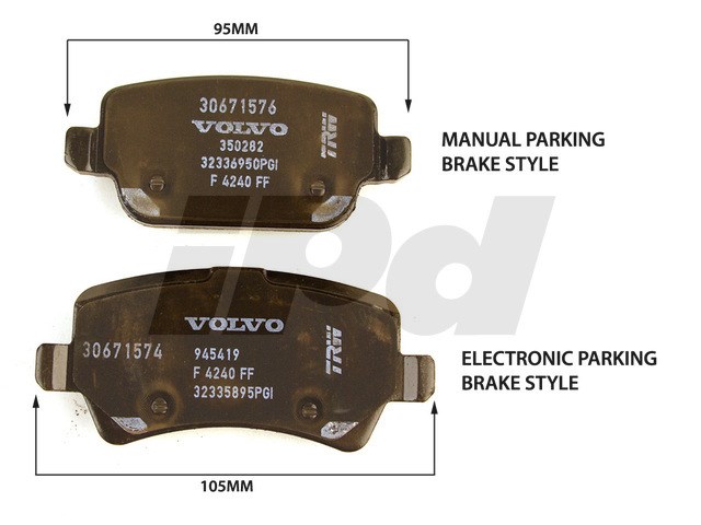 Rear Brake Pad Set - P3 S80 V70 XC70 with Manual Parking Brake - Genuine  Volvo 30671576